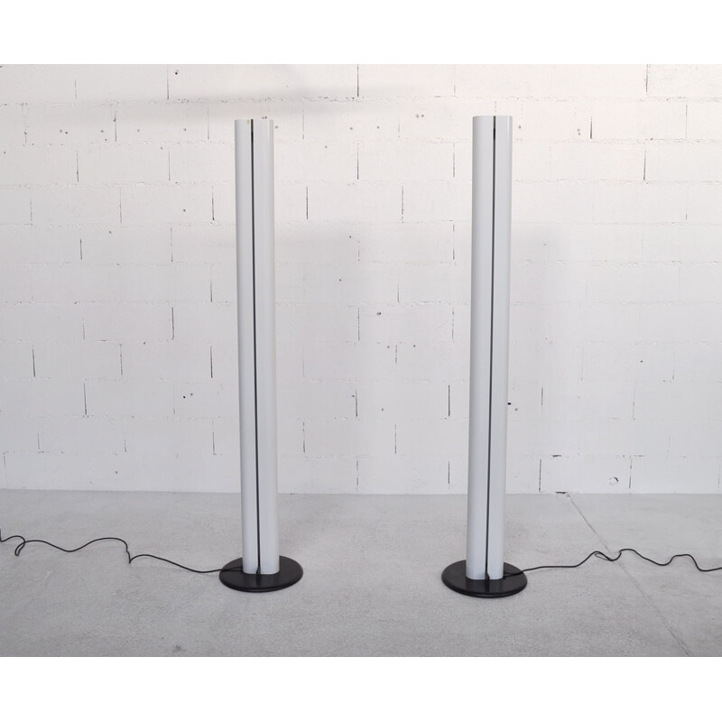 Pair of floor lamps "Megaron" in lacquered aluminium, Gianfranco FRATTINI - 1970s