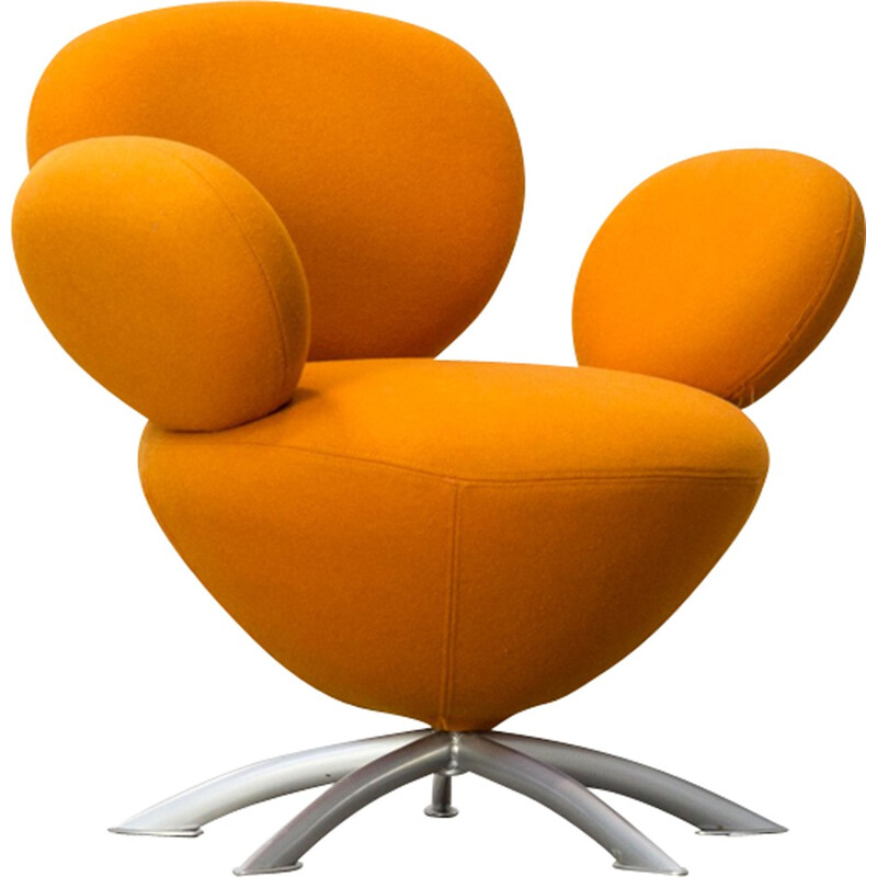 Fauteuil vintage "ballon" rond orange - 1990