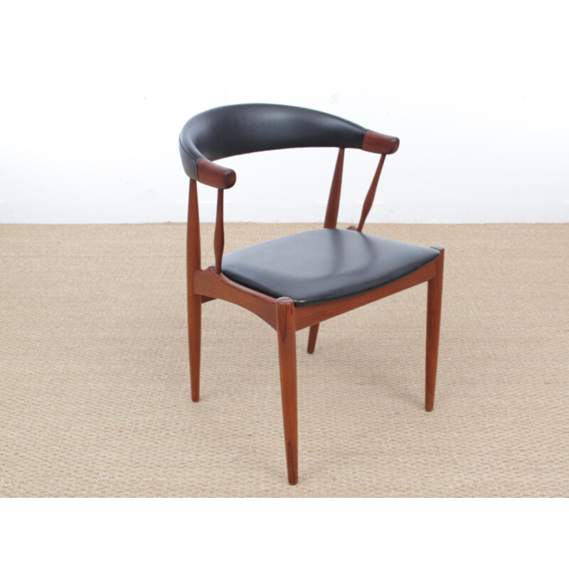 Scandinavian armchair made of teak and leatherette - 1950s