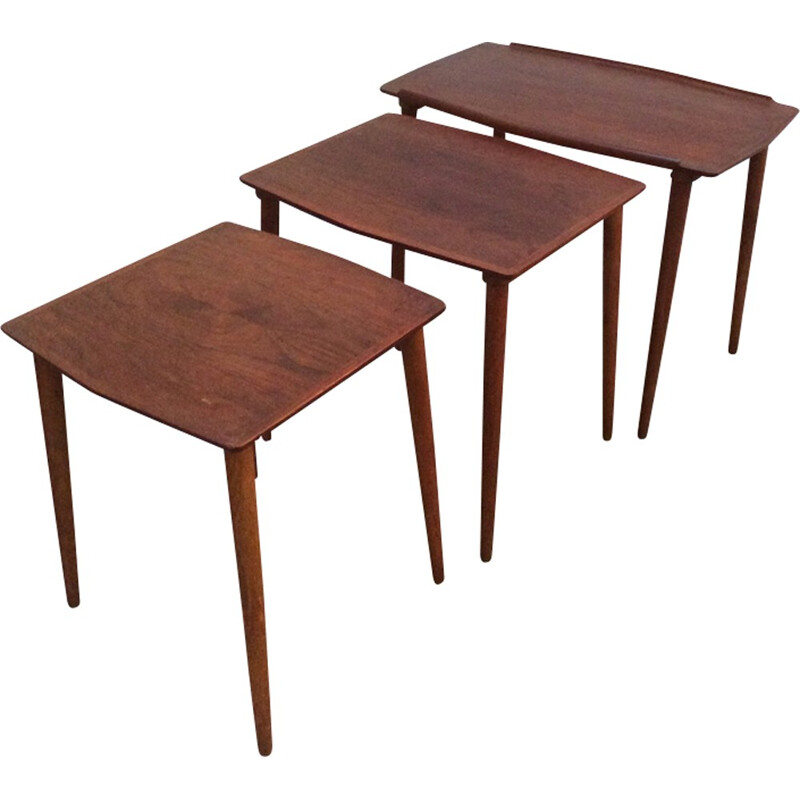 Tables gigognes danoises en bois - 1950