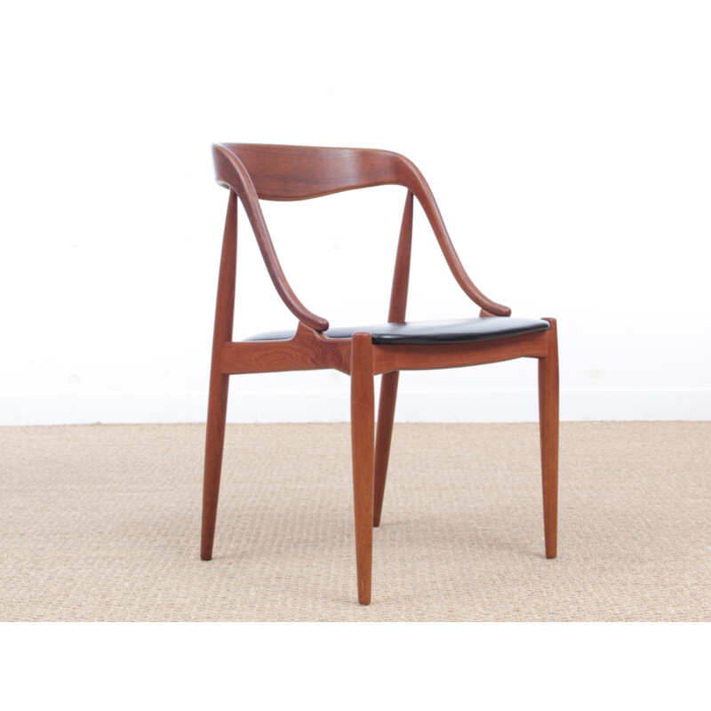 Pair of scandinavian chairs made of teak and leatherette - 1950s