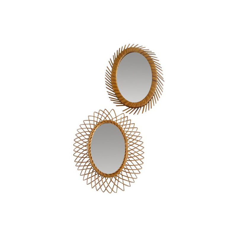 Vintage rattan mirrors - 1950s