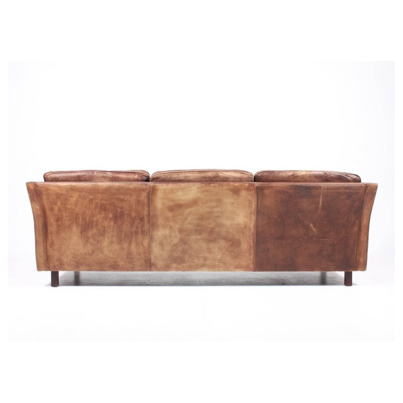 Danish Sofa in Patinated Leather - 1960s