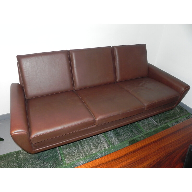 Canapé cuir brun, Georg THAMS - années 60