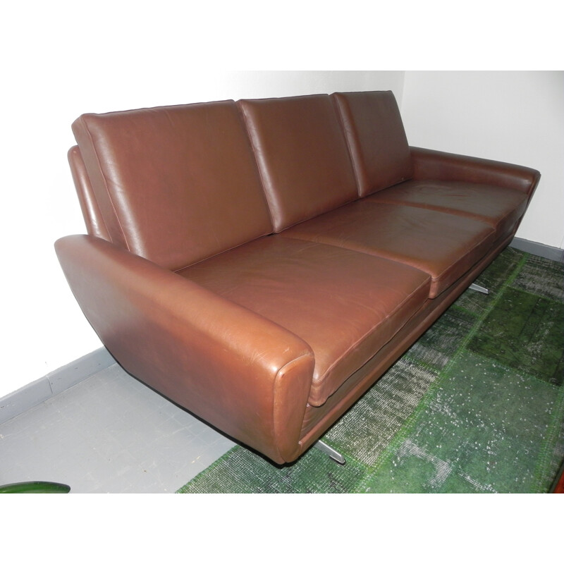 Canapé cuir brun, Georg THAMS - années 60