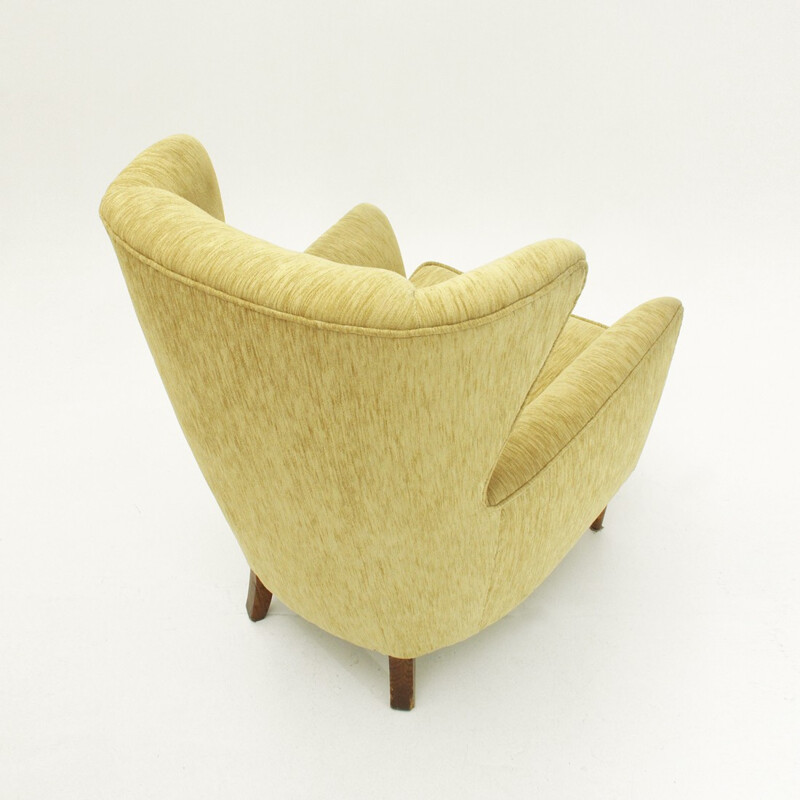 Italian armchair in beige velvet - 1950s