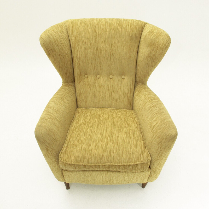 Italian armchair in beige velvet - 1950s