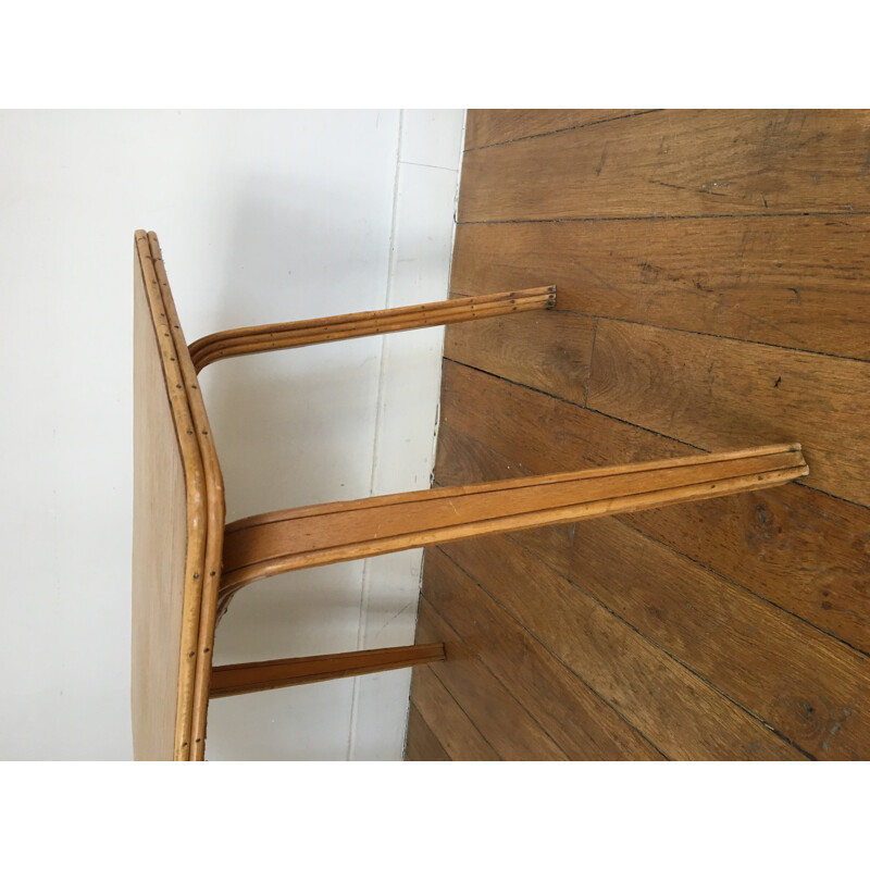 Coffee table in oak and rattan - 1950s