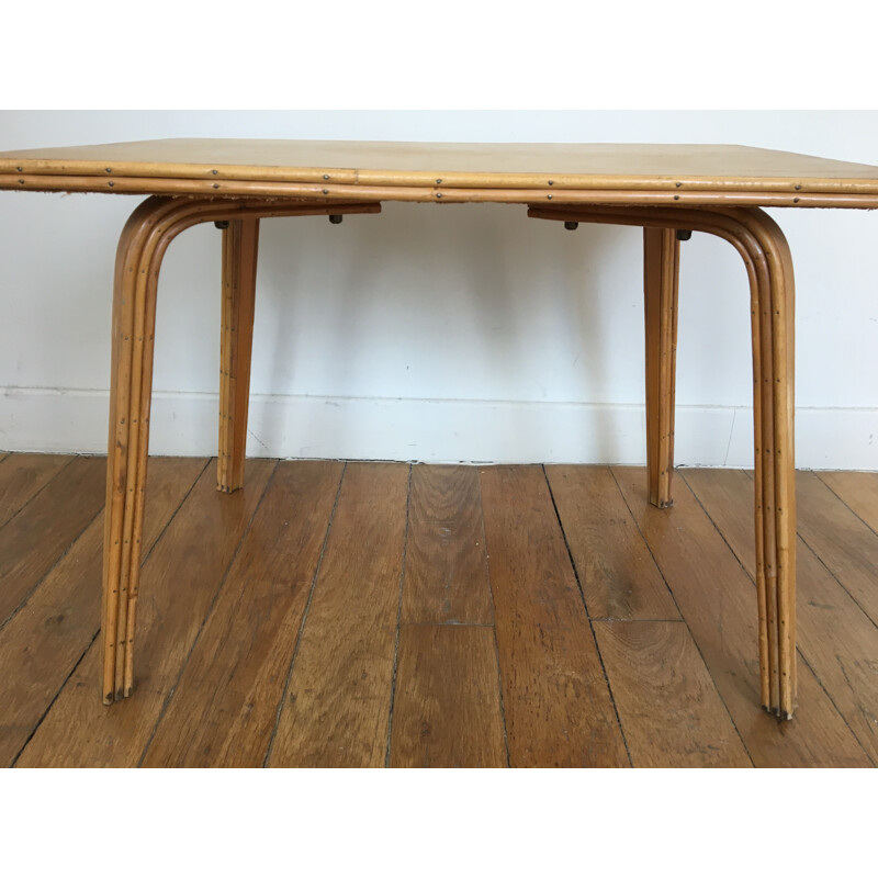 Coffee table in oak and rattan - 1950s