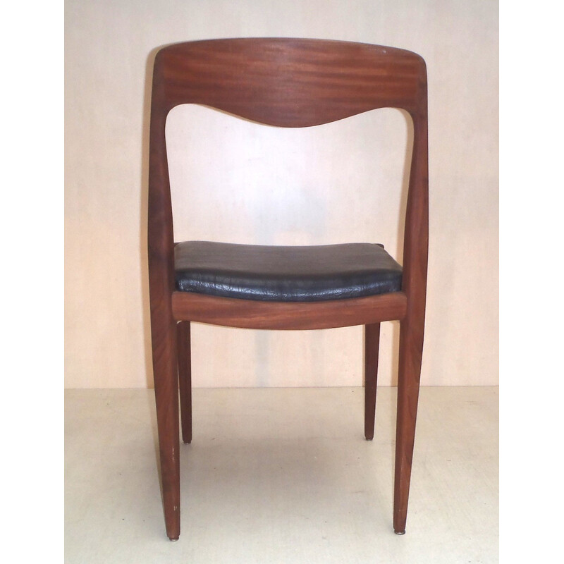Set of 8 Scandinavian chairs in teak and leatherette - 1950s