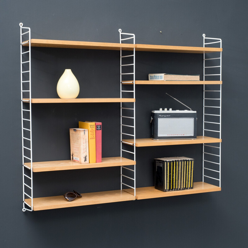  Shelves with ropes and ash wood by Nisse Strinning - 1950s