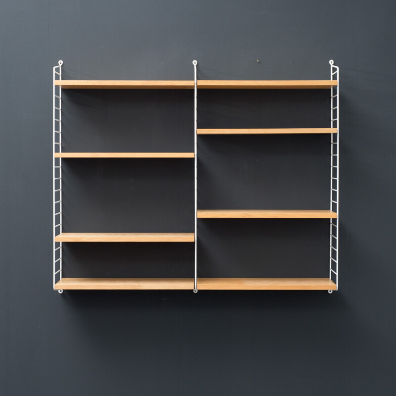  Shelves with ropes and ash wood by Nisse Strinning - 1950s