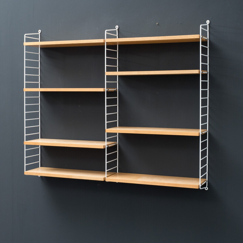  Shelves with ropes and ash wood by Nisse Strinning - 1950s