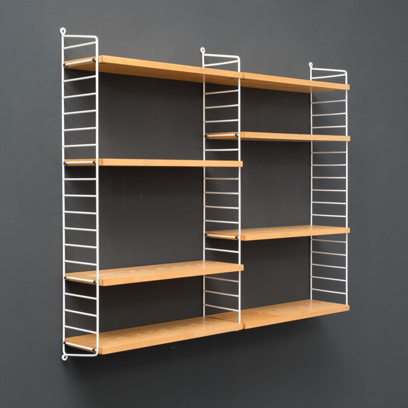  Shelves with ropes and ash wood by Nisse Strinning - 1950s