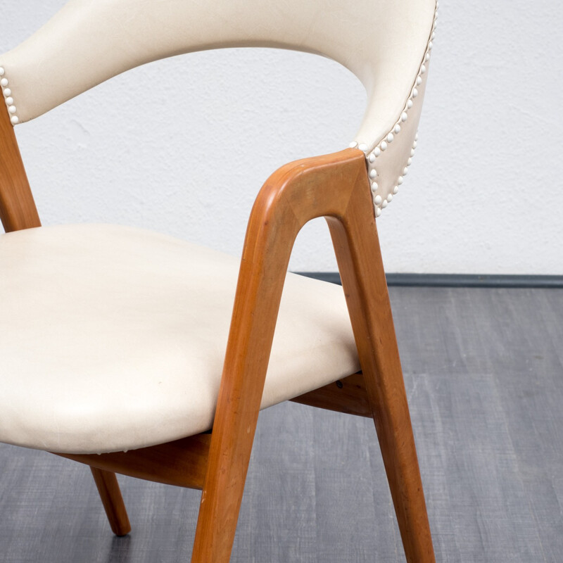 Cherrywood armchair with scissors legs by WK Möbel - 1950s