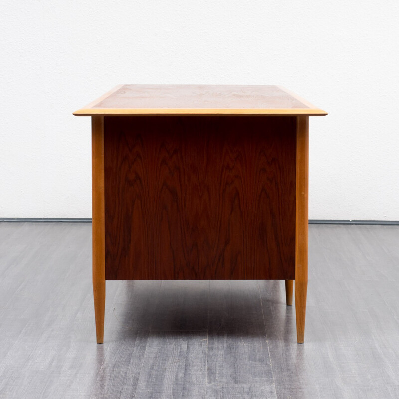 Large desk bicoloured in wood - 1960s