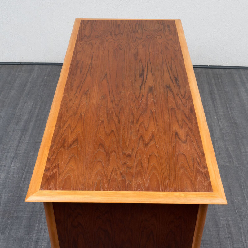 Large desk bicoloured in wood - 1960s