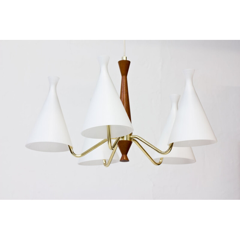 5-Armed Chandelier by Svend Aage Holm Sørensen for ASEA - 1950s