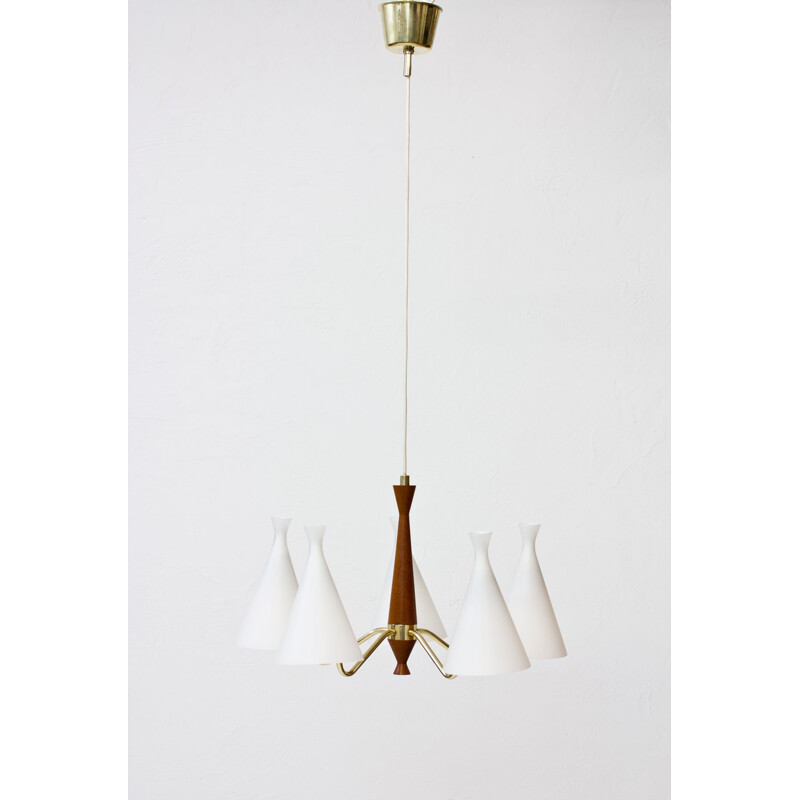 5-Armed Chandelier by Svend Aage Holm Sørensen for ASEA - 1950s