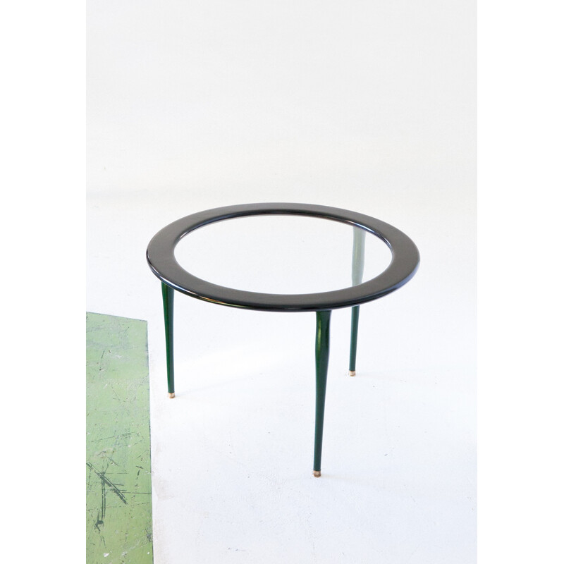 Green vintage coffee table in glass - 1950s