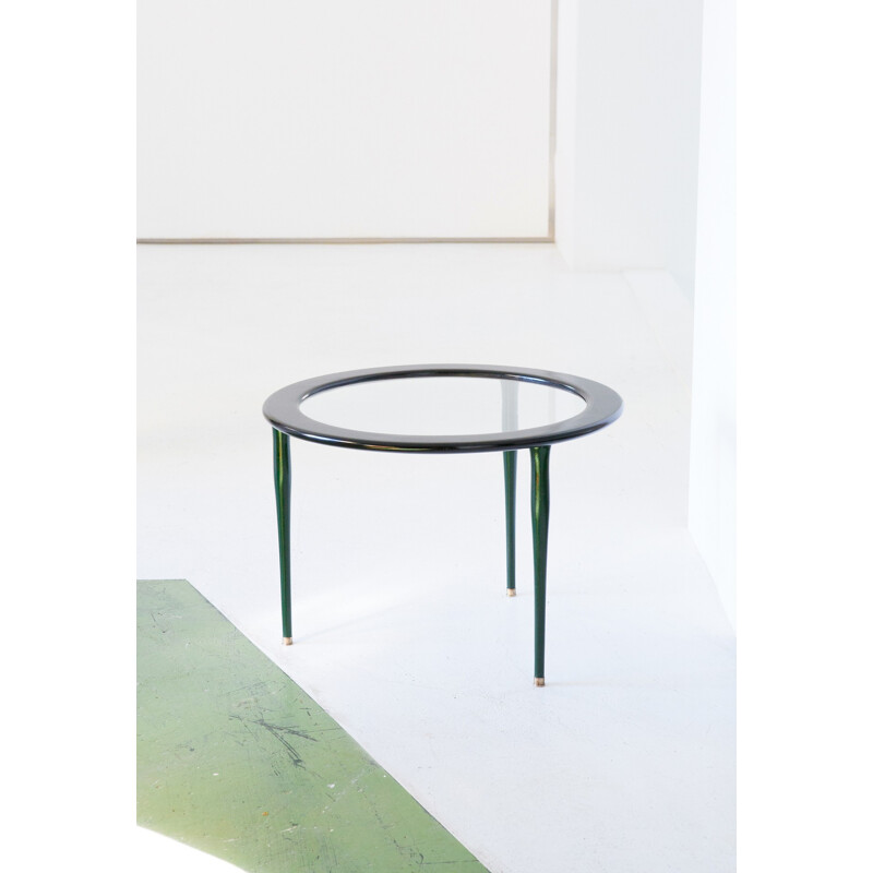 Green vintage coffee table in glass - 1950s