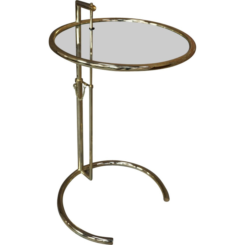 Golden Adjustable Side Table Design by Eileen Gray - 1970s