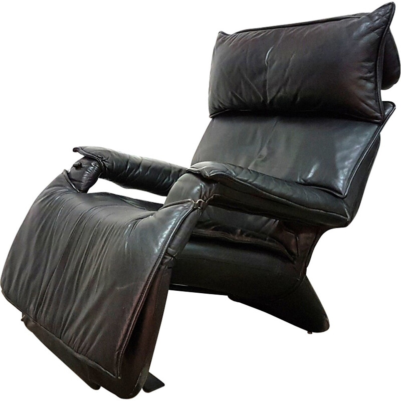 Fauteuil lounge inclinable en cuir par Percival Lafer - 1970