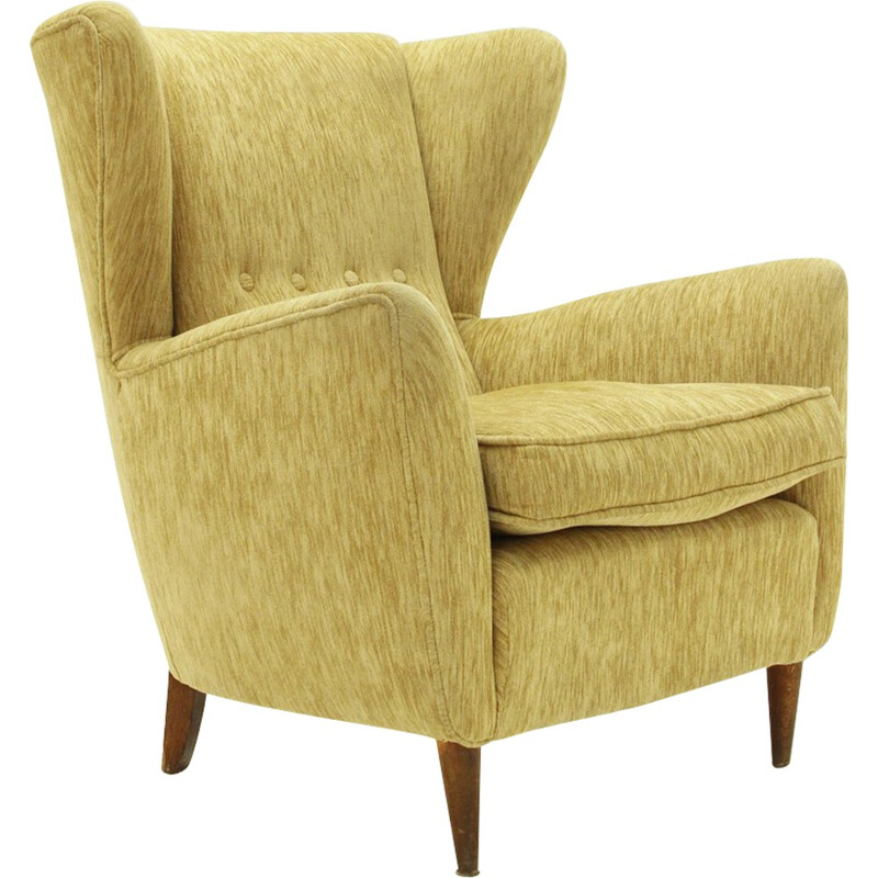 Italian armchair in beige velvet - 1950s