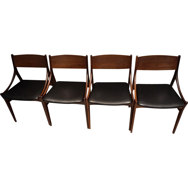 Suite de 4 chaises danoises en palissandre par Vestervig Eriksen pour Tromborg Mobelfabrik - 1960