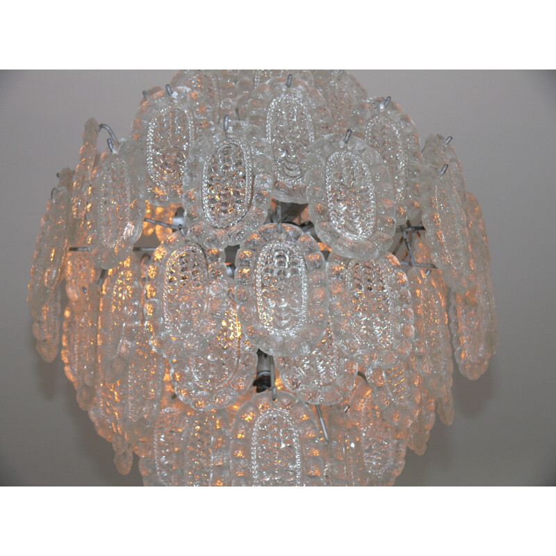 Pair of vintage glass chandeliers - 1970s