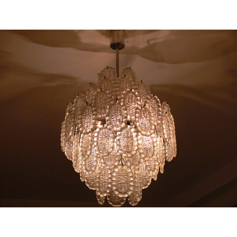 Pair of vintage glass chandeliers, 1970