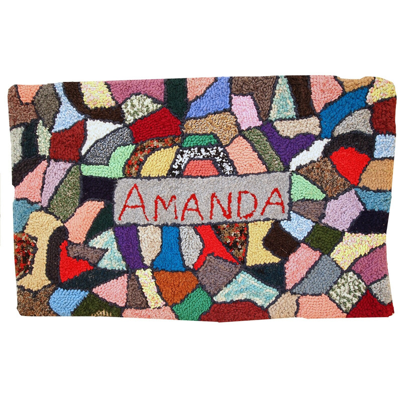 Tapis crocheté "Amanda" vintage américain fait à la main - 1980