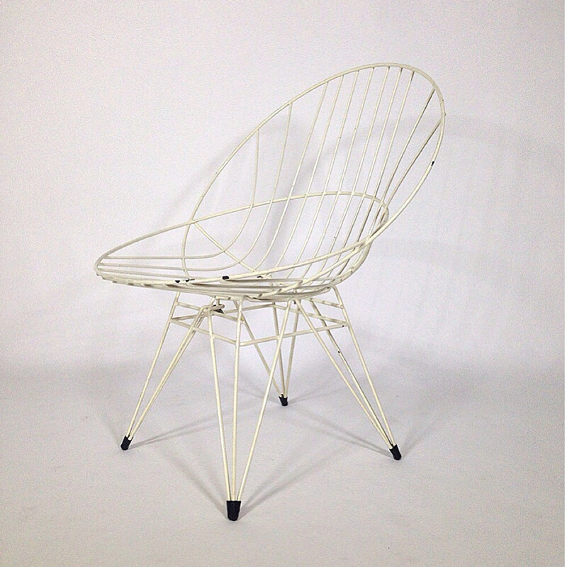 Chair "Combex" in steel and  white plastic, Cees BRAAKMAN - 1950s.