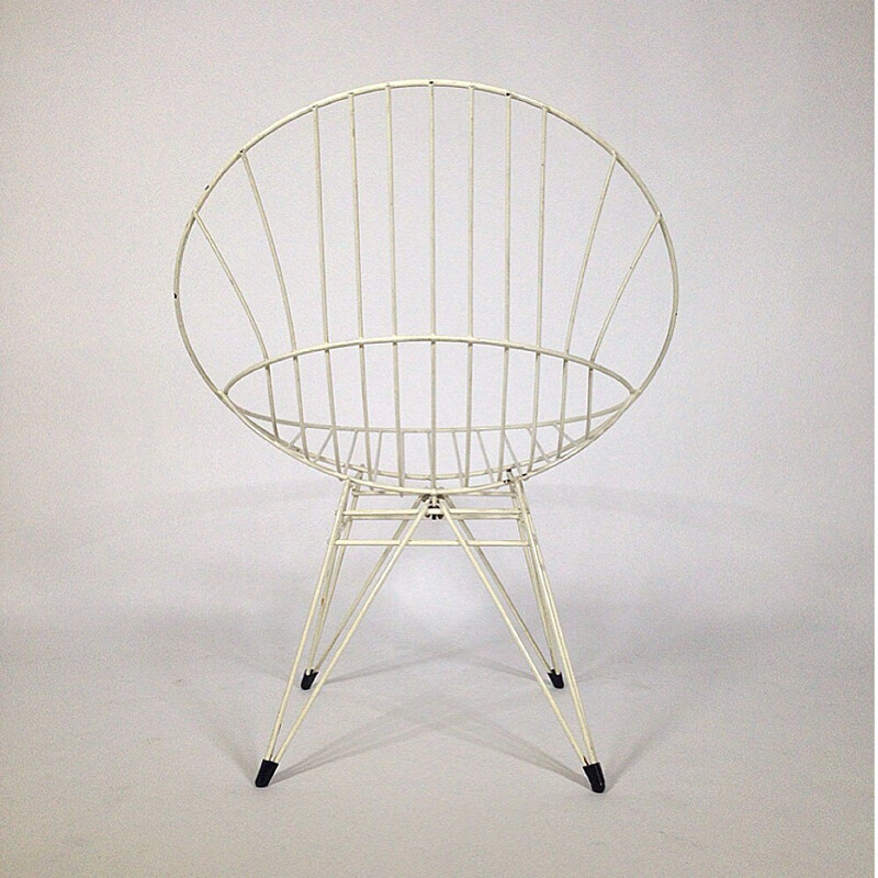 Chair "Combex" in steel and  white plastic, Cees BRAAKMAN - 1950s.
