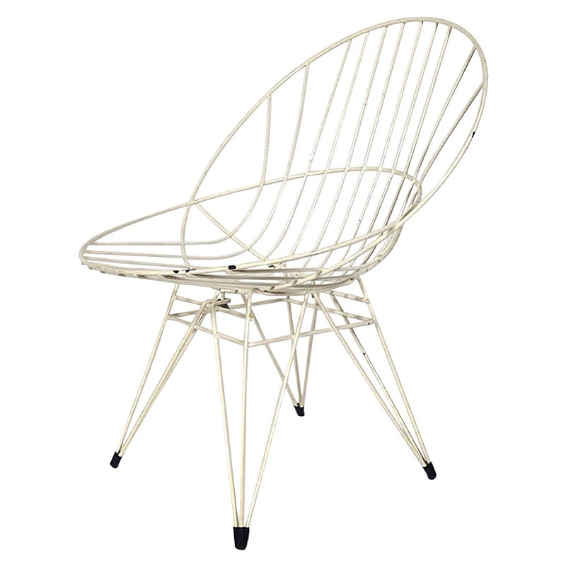 Chair "Combex" in steel and  white plastic, Cees BRAAKMAN - 1950s.