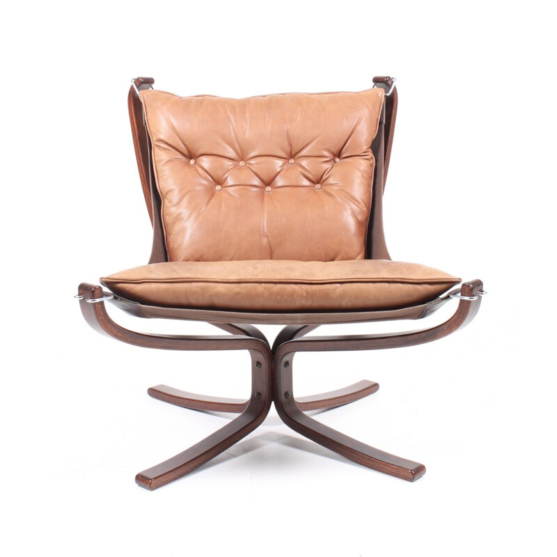 Leather "Falcon" armchair by Sigurd Resell for Vatne - 1970s