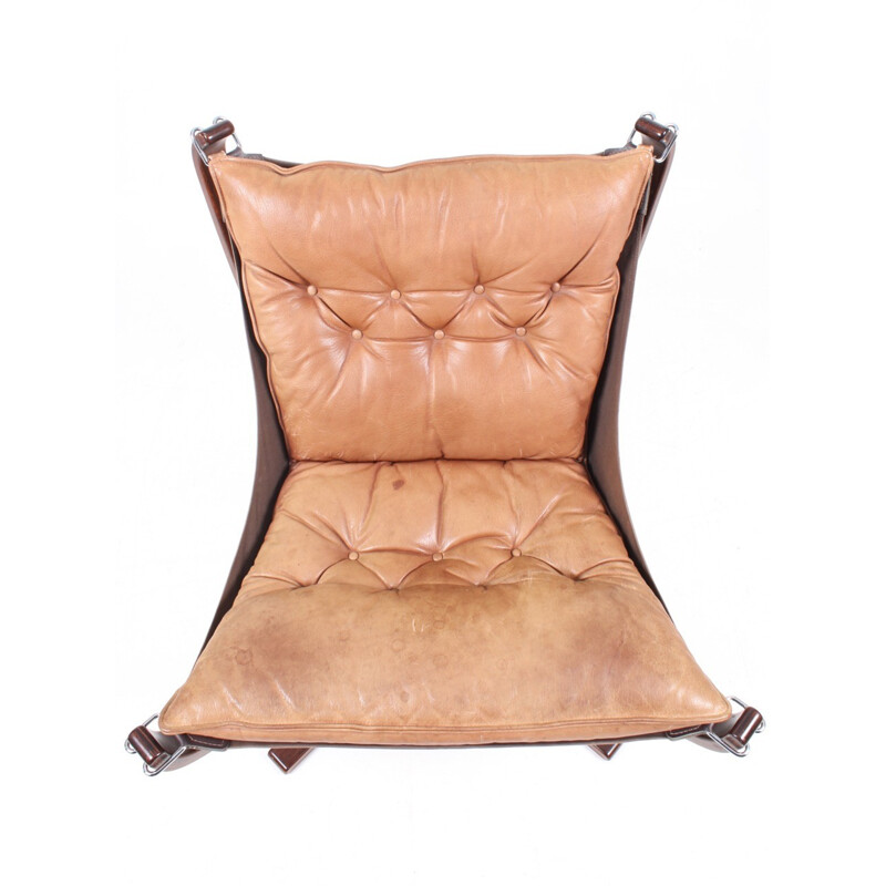 Leather "Falcon" armchair by Sigurd Resell for Vatne - 1970s