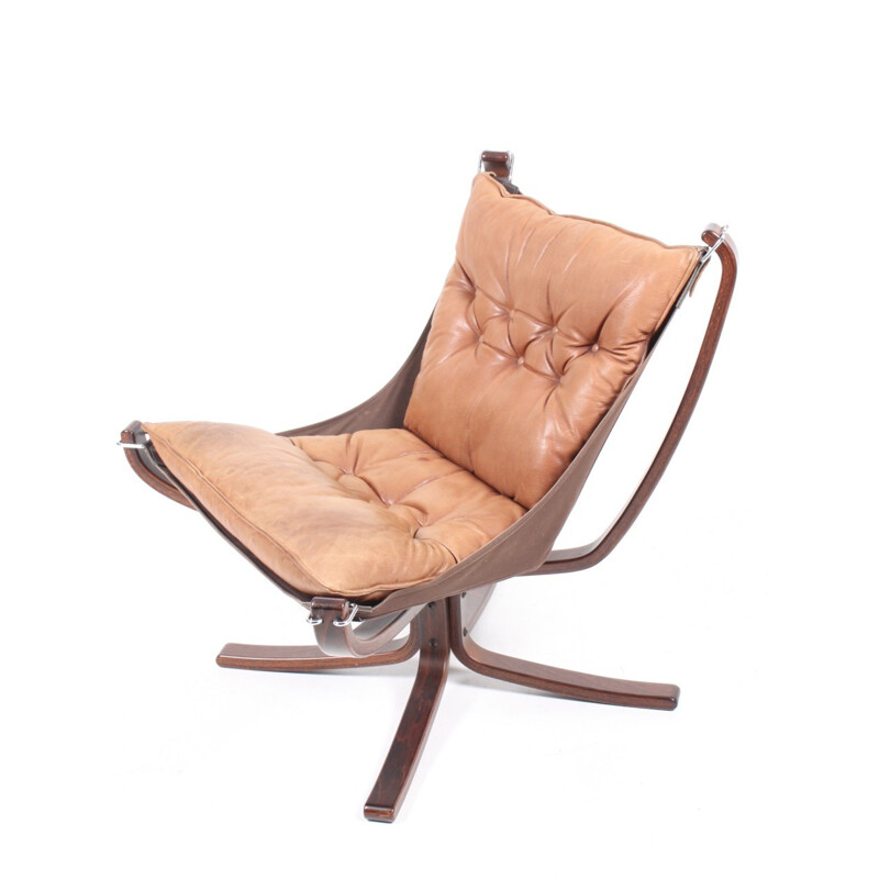 Leather "Falcon" armchair by Sigurd Resell for Vatne - 1970s