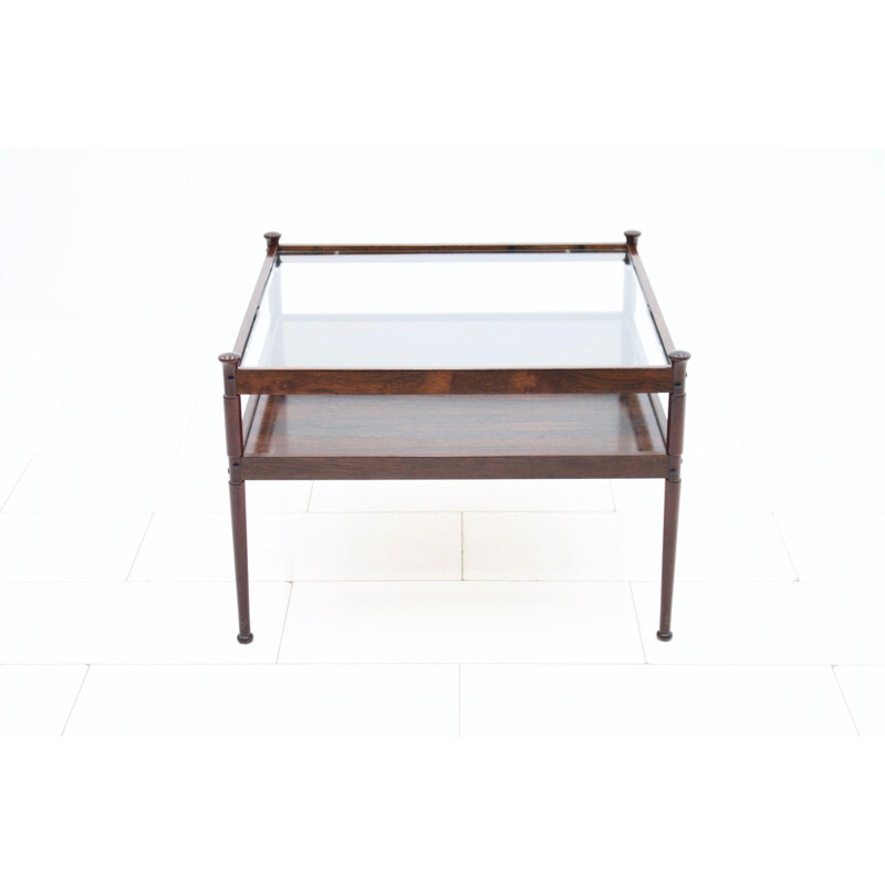 Scandinavian Glass and Wood Coffee Table - 1960s