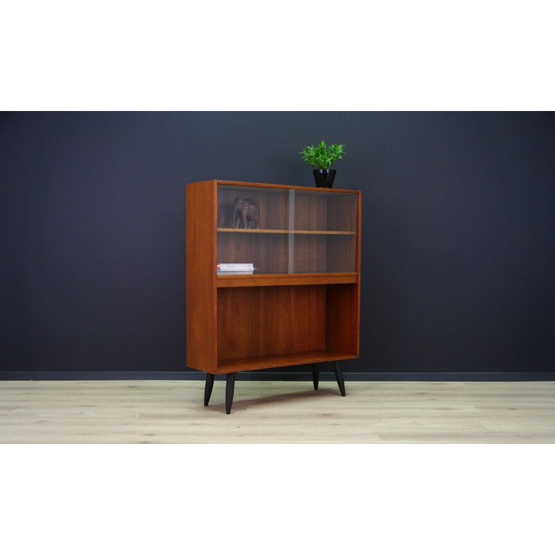 Vintage bookcase in teak and glass - 1960s