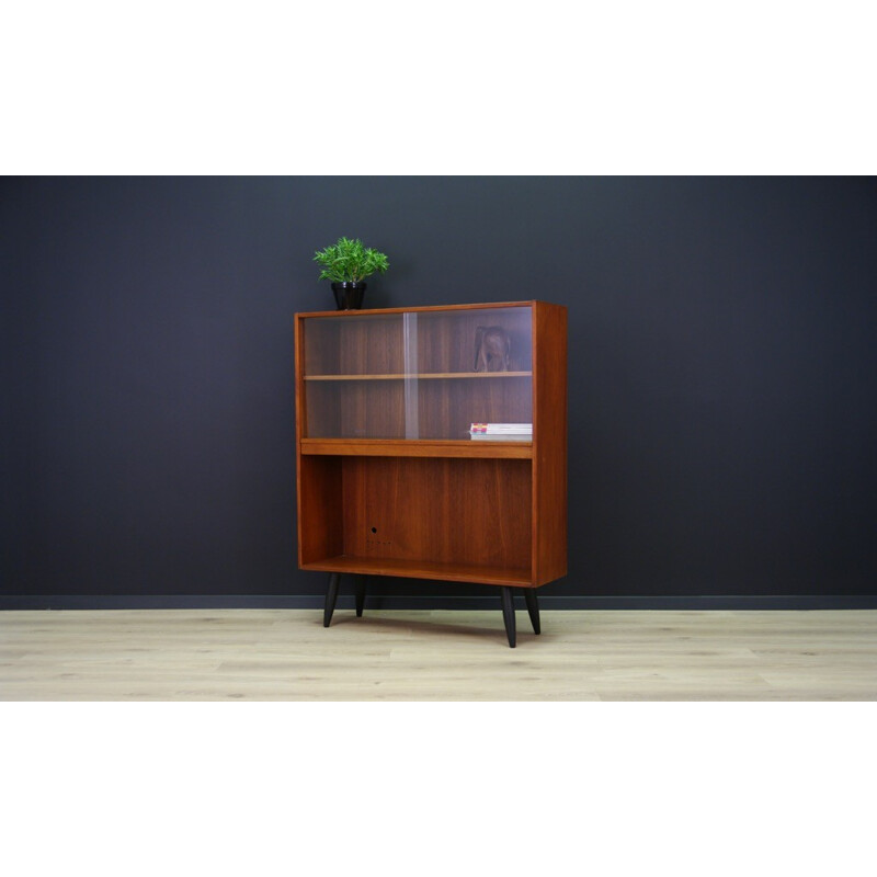 Vintage bookcase in teak and glass - 1960s