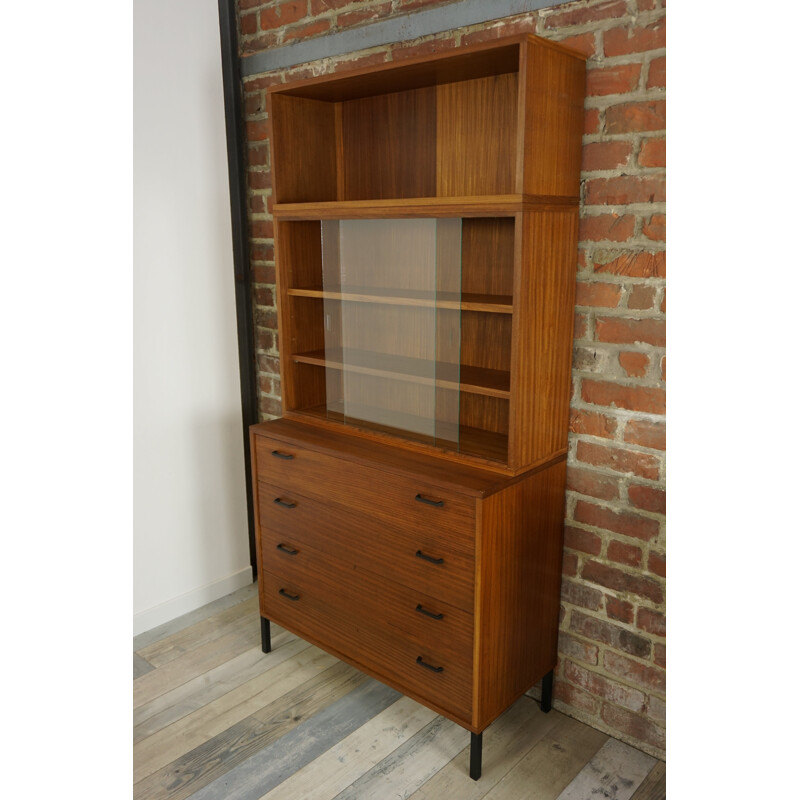 Glass bookcase in wood - 1950s