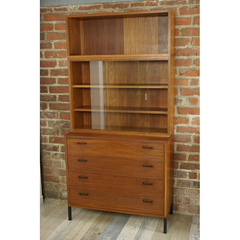 Glass bookcase in wood - 1950s