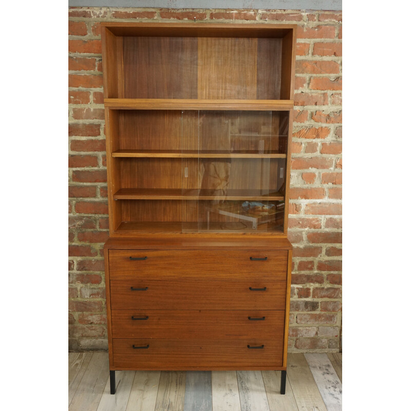 Teak chest of drawers with showcase - 1950s