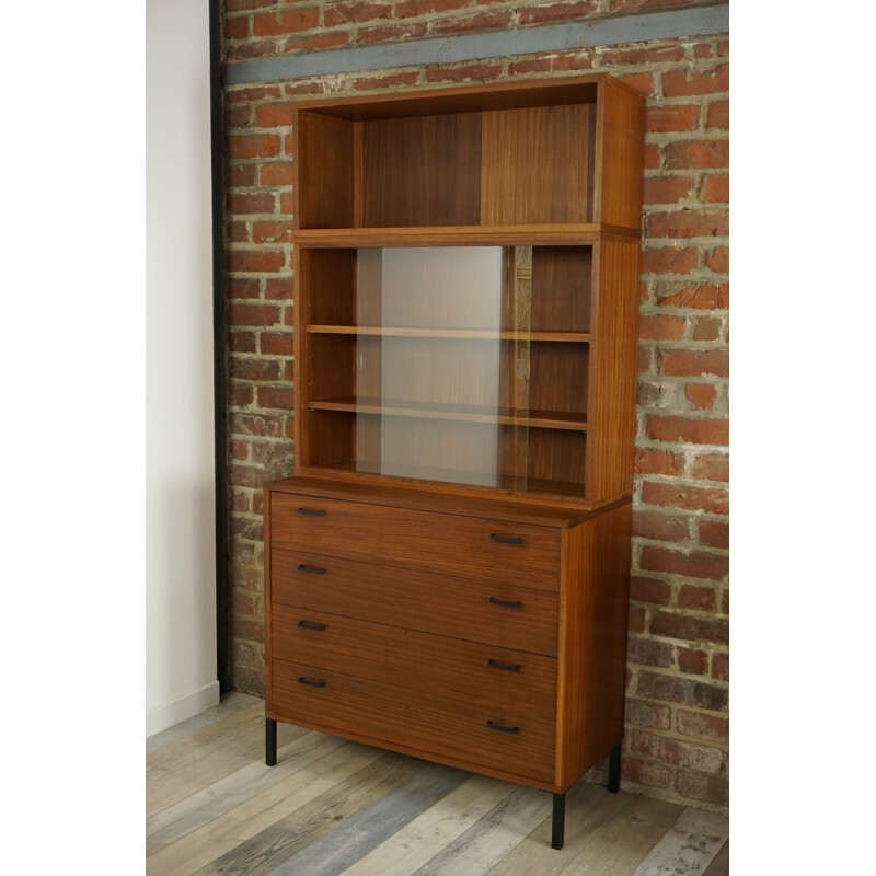 Teak chest of drawers with showcase - 1950s