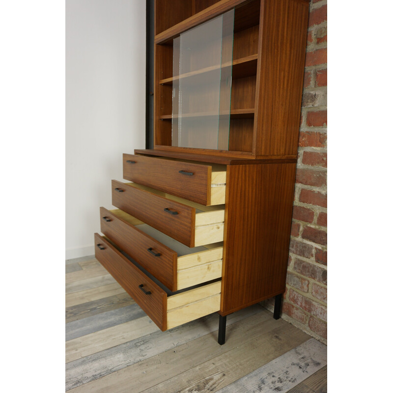 Teak chest of drawers with showcase - 1950s