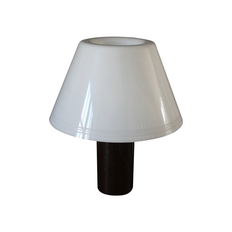 Italian desk lamp in brown lacquered metal and white plexiglass - 1970s