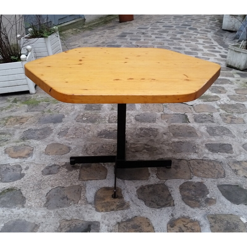 Hexagonal Vintage Table for les Arcs, Charlotte Perriand - 1960s