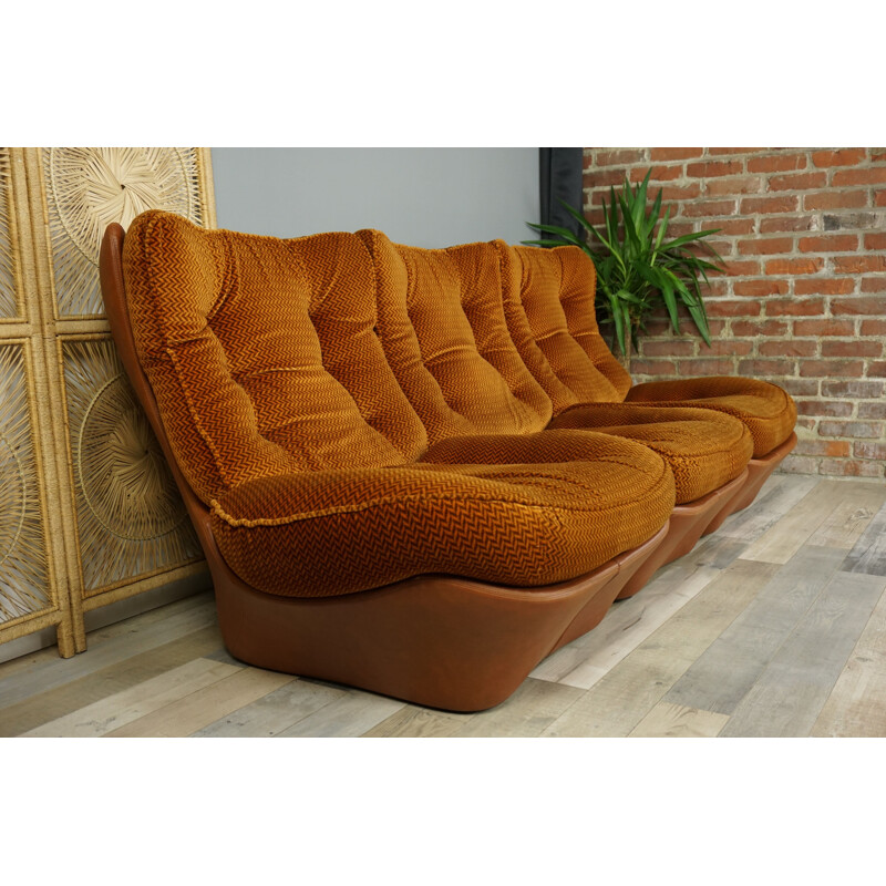 Vintage Cognac Colored Living Room Set - 1960s