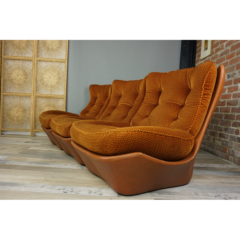 Vintage Cognac Colored Living Room Set - 1960s